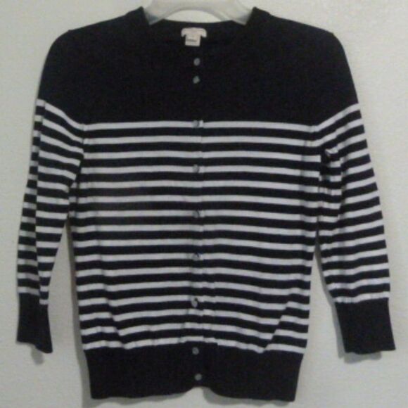 J. Crew Clare Cardigan Drop Striped Sweater Medium - Picture 1 of 7